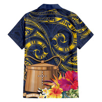 Tokelau Tokehega Day Family Matching Off Shoulder Maxi Dress and Hawaiian Shirt Coat of Arms with Polynesian Tattoo and Hibiscus