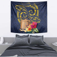 Tokelau Tokehega Day Tapestry Coat of Arms with Polynesian Tattoo and Hibiscus LT03 - Polynesian Pride