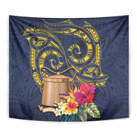 Tokelau Tokehega Day Tapestry Coat of Arms with Polynesian Tattoo and Hibiscus LT03 - Polynesian Pride