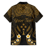 Personalised Kosrae Liberation Day Family Matching Puletasi and Hawaiian Shirt Polynesian Tattoo and Plumeria Gold Color LT03 - Polynesian Pride
