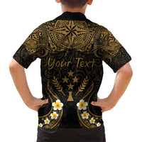 Personalised Kosrae Liberation Day Family Matching Summer Maxi Dress and Hawaiian Shirt Polynesian Tattoo and Plumeria Gold Color LT03 - Polynesian Pride