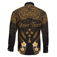 Personalised Kosrae Liberation Day Family Matching Tank Maxi Dress and Hawaiian Shirt Polynesian Tattoo and Plumeria Gold Color LT03 - Polynesian Pride