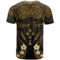 Personalised Kosrae Liberation Day T Shirt Polynesian Tattoo and Plumeria Gold Color LT03 - Polynesian Pride
