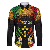 Personalised Kosrae Liberation Day Family Matching Long Sleeve Bodycon Dress and Hawaiian Shirt Polynesian Tattoo and Plumeria Reggae Color