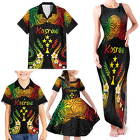 Personalised Kosrae Liberation Day Family Matching Tank Maxi Dress and Hawaiian Shirt Polynesian Tattoo and Plumeria Reggae Color LT03 - Polynesian Pride