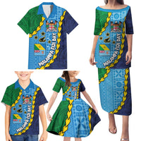 Malampa Fiji Day Family Matching Puletasi and Hawaiian Shirt National Symbols with Tapa Tribal and Polynesian Tattoo