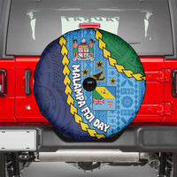 Malampa Fiji Day Spare Tire Cover National Symbols with Tapa Tribal and Polynesian Tattoo