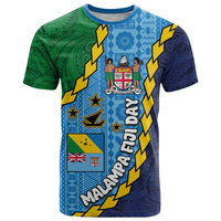 Malampa Fiji Day T Shirt National Symbols with Tapa Tribal and Polynesian Tattoo LT03 Blue - Polynesian Pride