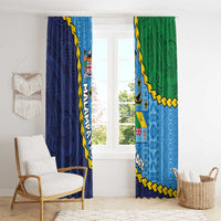 Malampa Fiji Day Window Curtain National Symbols with Tapa Tribal and Polynesian Tattoo
