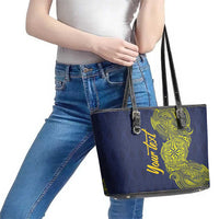 Personalised Tokelau Classic Ngatu Motifs Leather Tote Bag LT03 - Polynesian Pride
