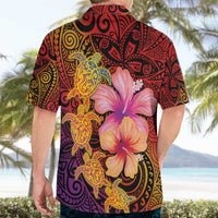 Hawaiian Hibiscus Turtle Tribal Polynesian Pattern Hawaiian Shirt Colorful Color