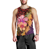 Hawaiian Hibiscus Turtle Tribal Polynesian Pattern Men Tank Top Colorful Color LT03 - Polynesian Pride