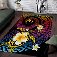 Hawaiian Plumeria Turtle Tribal Spiral Polynesian Tattoo Area Rug Fanciful Color