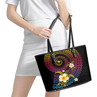 Hawaiian Plumeria Turtle Tribal Spiral Polynesian Tattoo Leather Tote Bag Fanciful Color LT03 - Polynesian Pride