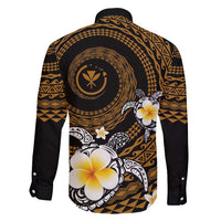Hawaiian Plumeria Turtle Tribal Spiral Polynesian Tattoo Family Matching Tank Maxi Dress and Hawaiian Shirt Gold Color