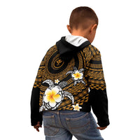 Hawaiian Plumeria Turtle Tribal Spiral Polynesian Tattoo Kid Hoodie Gold Color
