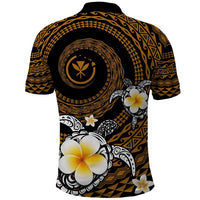 Hawaiian Plumeria Turtle Tribal Spiral Polynesian Tattoo Polo Shirt Gold Color
