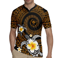 Hawaiian Plumeria Turtle Tribal Spiral Polynesian Tattoo Rugby Jersey Gold Color