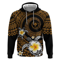 Hawaiian Plumeria Turtle Tribal Spiral Polynesian Tattoo Zip Hoodie Gold Color