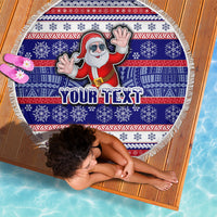 Custom American Samoa Christmas Beach Blanket Samoan Coat of Arms and Cool Santa Ornament Style LT03 - Wonder Print Shop