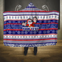 Custom American Samoa Christmas Hooded Blanket Samoan Coat of Arms and Cool Santa Ornament Style LT03 One Size Blue - Polynesian Pride