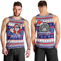 Custom American Samoa Christmas Men Tank Top Samoan Coat of Arms and Cool Santa Ornament Style LT03 - Polynesian Pride