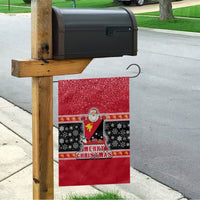 Papua New Guinea Christmas Garden Flag Santa With Flag Of PNG Polynesian Tribal Xmas Vibe LT03 - Polynesian Pride