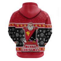 Papua New Guinea Christmas Hoodie Santa With Flag Of PNG Polynesian Tribal Xmas Vibe LT03 - Polynesian Pride