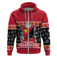 Papua New Guinea Christmas Hoodie Santa With Flag Of PNG Polynesian Tribal Xmas Vibe LT03 - Polynesian Pride
