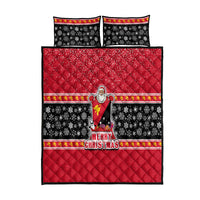 Papua New Guinea Christmas Quilt Bed Set Santa With Flag Of PNG Polynesian Tribal Xmas Vibe LT03 Red - Polynesian Pride