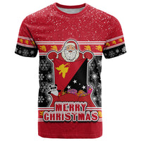Papua New Guinea Christmas T Shirt Santa With Flag Of PNG Polynesian Tribal Xmas Vibe LT03 Red - Polynesian Pride
