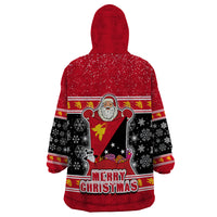 Papua New Guinea Christmas Wearable Blanket Hoodie Santa With Flag Of PNG Polynesian Tribal Xmas Vibe LT03 - Polynesian Pride