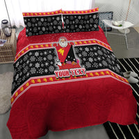 Custom Papua New Guinea Christmas Bedding Set Santa With Flag Of PNG Polynesian Tribal Xmas Vibe LT03 - Polynesian Pride