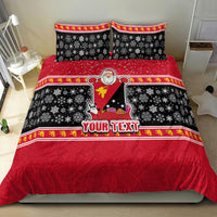 Custom Papua New Guinea Christmas Bedding Set Santa With Flag Of PNG Polynesian Tribal Xmas Vibe LT03 - Polynesian Pride