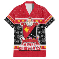 Custom Papua New Guinea Christmas Family Matching Long Sleeve Bodycon Dress and Hawaiian Shirt Santa With Flag Of PNG Polynesian Tribal Xmas Vibe LT03 Dad's Shirt - Short Sleeve Red - Polynesian Pride
