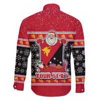 Custom Papua New Guinea Christmas Family Matching Tank Maxi Dress and Hawaiian Shirt Santa With Flag Of PNG Polynesian Tribal Xmas Vibe LT03 - Polynesian Pride