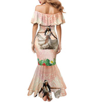Woman Polynesian Tattoos Family Matching Mermaid Dress and Hawaiian Shirt Tropical Flower - Peach Fuzz Color LT03 - Polynesian Pride