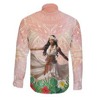 Woman Polynesian Tattoos Family Matching Tank Maxi Dress and Hawaiian Shirt Tropical Flower - Peach Fuzz Color LT03 - Polynesian Pride