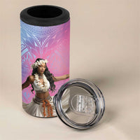 Woman Polynesian Tattoos 4 in 1 Can Cooler Tumbler Tropical Flower - Sweets Vibrant Color