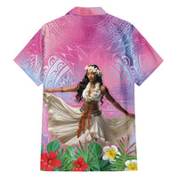 Woman Polynesian Tattoos Family Matching Long Sleeve Bodycon Dress and Hawaiian Shirt Tropical Flower - Sweets Vibrant Color LT03 - Polynesian Pride