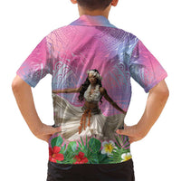 Woman Polynesian Tattoos Family Matching Off Shoulder Maxi Dress and Hawaiian Shirt Tropical Flower - Sweets Vibrant Color LT03 - Polynesian Pride