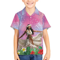 Woman Polynesian Tattoos Family Matching Summer Maxi Dress and Hawaiian Shirt Tropical Flower - Sweets Vibrant Color LT03 Son's Shirt Vibrant Gradient - Polynesian Pride