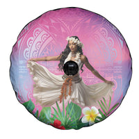Woman Polynesian Tattoos Spare Tire Cover Tropical Flower - Sweets Vibrant Color