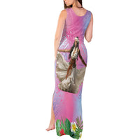 Woman Polynesian Tattoos Tank Maxi Dress Tropical Flower - Sweets Vibrant Color