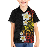 Plumeria Family Matching Long Sleeve Bodycon Dress and Hawaiian Shirt Polynesian Tribal Frangipani Sunset LT03 Son's Shirt Black - Polynesian Pride