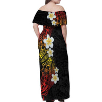 Plumeria Family Matching Off Shoulder Maxi Dress and Hawaiian Shirt Polynesian Tribal Frangipani Sunset LT03 - Polynesian Pride