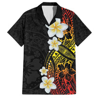Plumeria Family Matching Short Sleeve Bodycon Dress and Hawaiian Shirt Polynesian Tribal Frangipani Sunset LT03 Dad's Shirt - Short Sleeve Black - Polynesian Pride