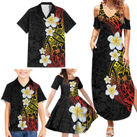 Plumeria Family Matching Summer Maxi Dress and Hawaiian Shirt Polynesian Tribal Frangipani Sunset LT03 - Polynesian Pride