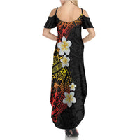 Plumeria Family Matching Summer Maxi Dress and Hawaiian Shirt Polynesian Tribal Frangipani Sunset LT03 - Polynesian Pride