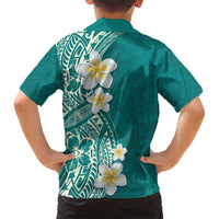 Plumeria Family Matching Tank Maxi Dress and Hawaiian Shirt Polynesian Tribal Frangipani Teal LT03 - Polynesian Pride